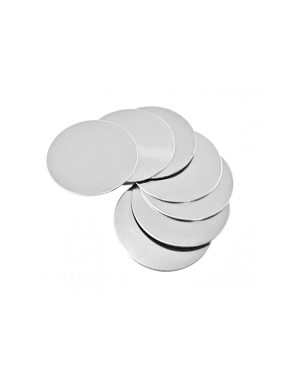 SCX-025-S - FOLIOPAK 50szt  Krążki do sublimacji, średnica 25mm, kolor srebrny błyszczący (MIRROR SILVER) • krążki do sublimacji