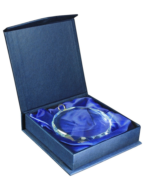 MDX-CRYSTAL   Medal kryształowy fazowany obustronnie w etui ozdobnym - średnica 70 mm, gr. 10mm