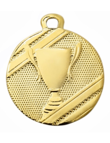 MDX006-G  Medal stalowy PUCHAR, kolor złoty, średnica R-32mm