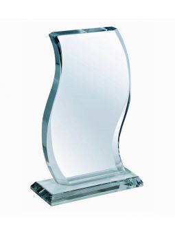 XME054 - Trofeum szklane ukosowane FALA opak. grubość szkła 12mm H-200mm x W-155mm