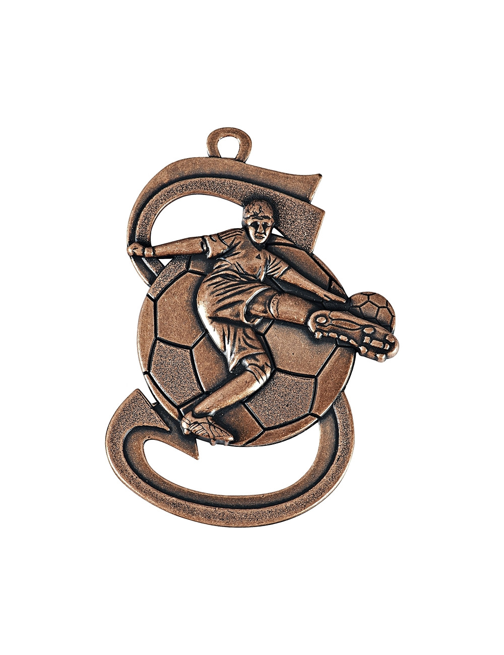 MDX101-B  Medal piłka nożna kolor brązowy 39mmx59mm