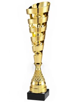 X162A  Puchar plastikowy BEE - kolor złoty, H-395 mm W-90 mm (tab. 70x25 mm / MX422) • X162-seria