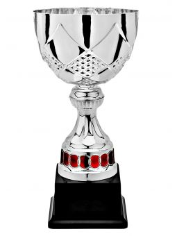 X412D  Puchar kolor srebrno-czerwony H-240mm  R-100mm (tab. 74x34 mm /GBX08) • X412-seria • WIELKOŚĆ: rozmiar D