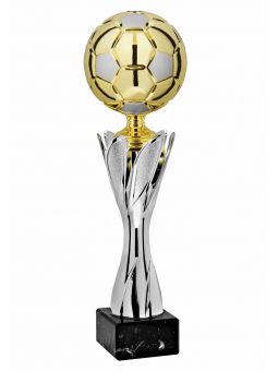 X247D  Puchar piłka nożna SOCCER kolor srebrno-złoty  H-240 mm R-70 mm (tab. 50x17 mm / MX410) • X247-seria