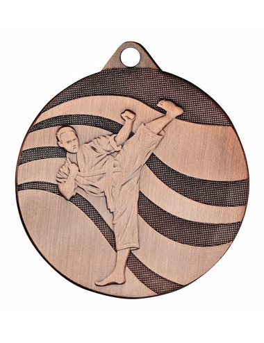 MDX214-B   Medal stalowy - KARATE - kolor brązowy, R-50mm, grubość 2mm (prawa autorskie)