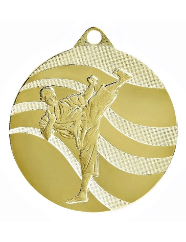 MDX214-B   Medal stalowy - KARATE - kolor brązowy, R-50mm, grubość 2mm (prawa autorskie)