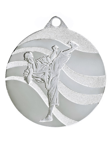 MDX214-S   Medal stalowy - KARATE - kolor srebrny, R-50mm, grubość 2mm (prawa autorskie)